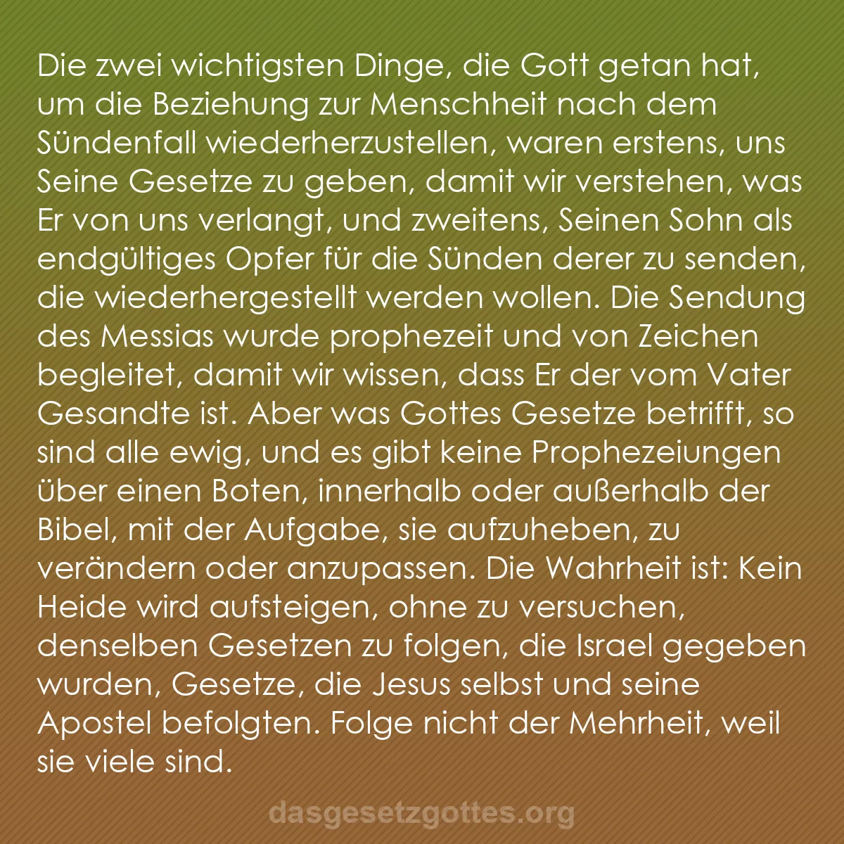 b0469 - Beitrag über das Gesetz Gottes: Die zwei wichtigsten Dinge, die Gott getan hat, um die Beziehung...