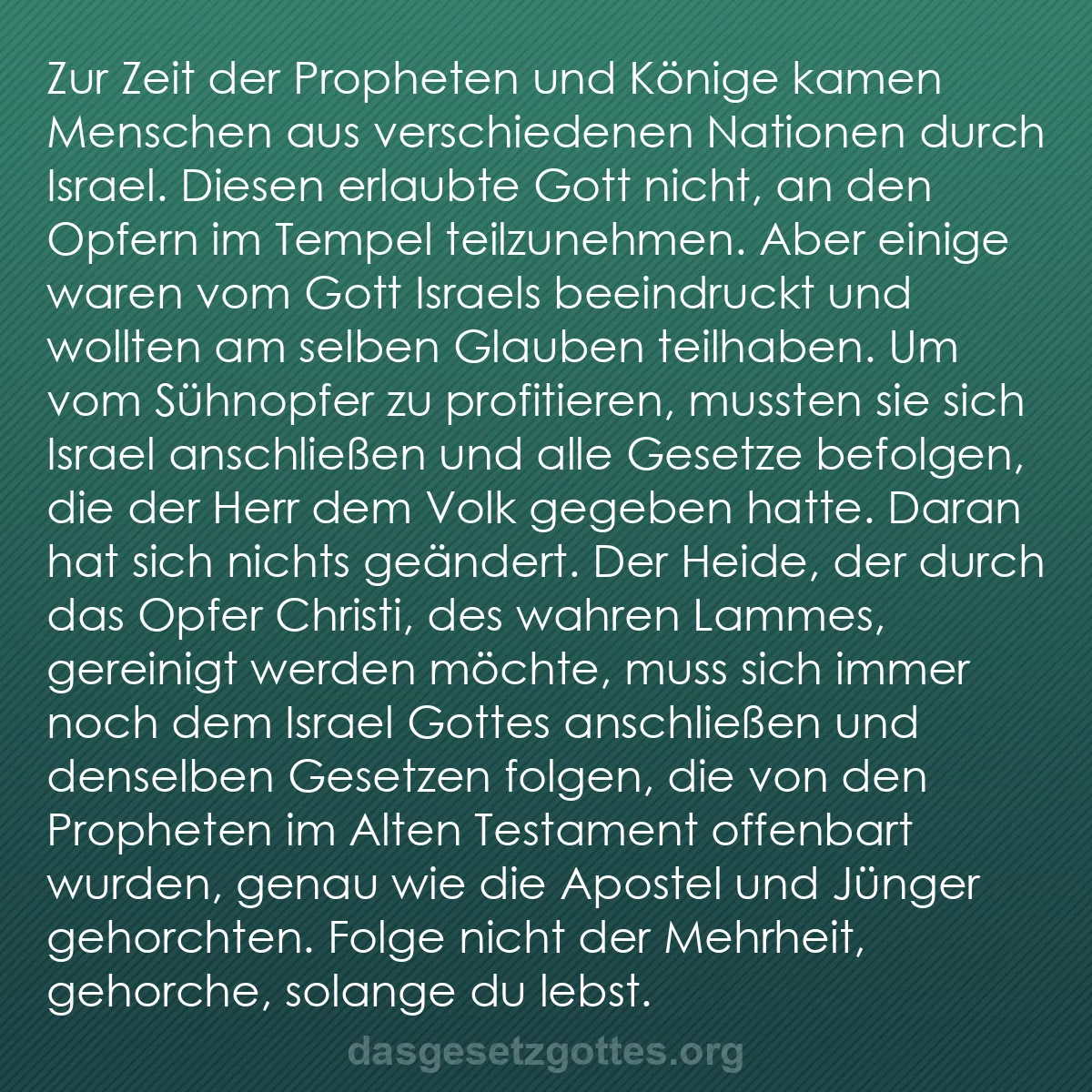 b0480 - Beitrag über das Gesetz Gottes: Zur Zeit der Propheten und Könige kamen Menschen aus verschiedenen...