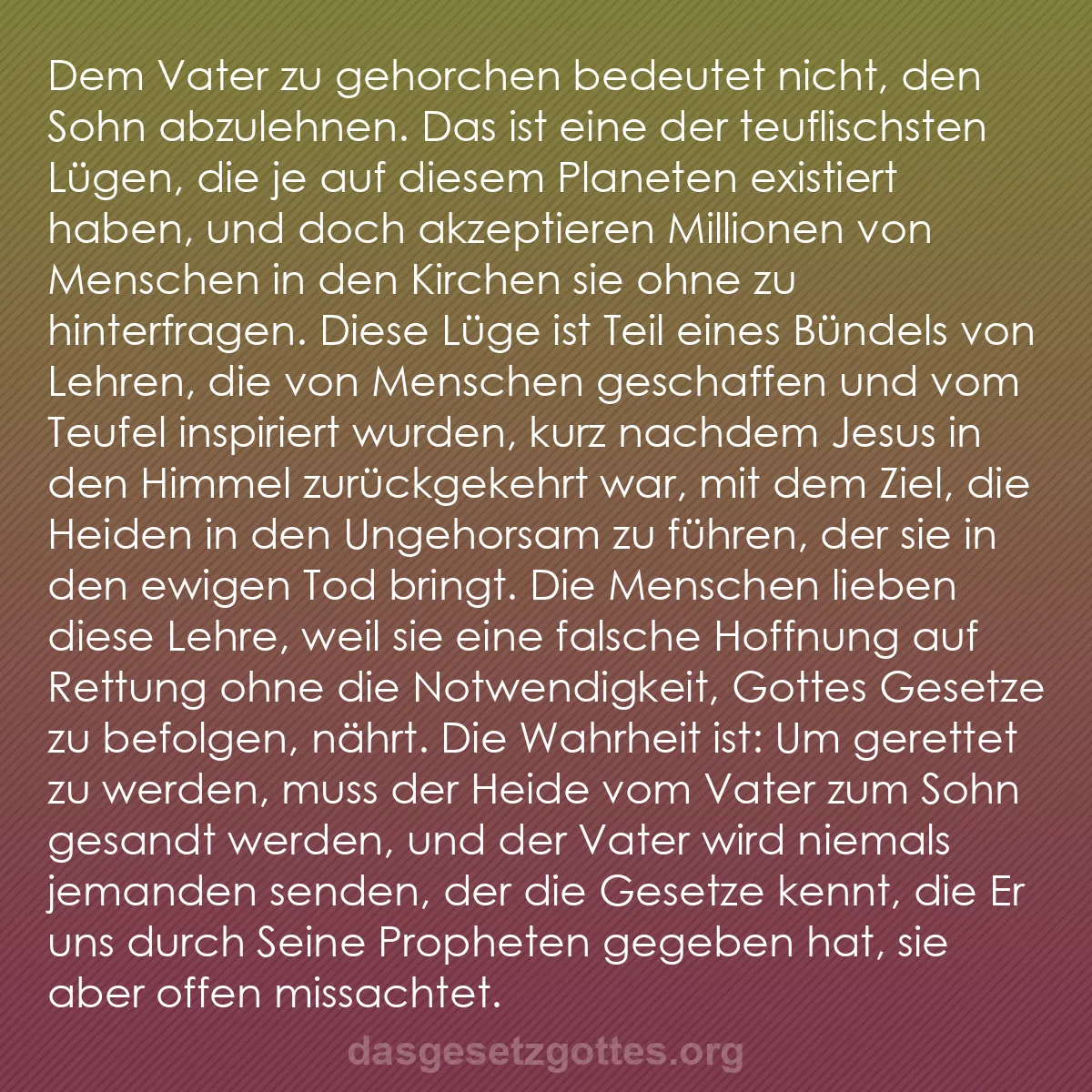 b0488 - Beitrag über das Gesetz Gottes: Dem Vater zu gehorchen bedeutet nicht, den Sohn abzulehnen....