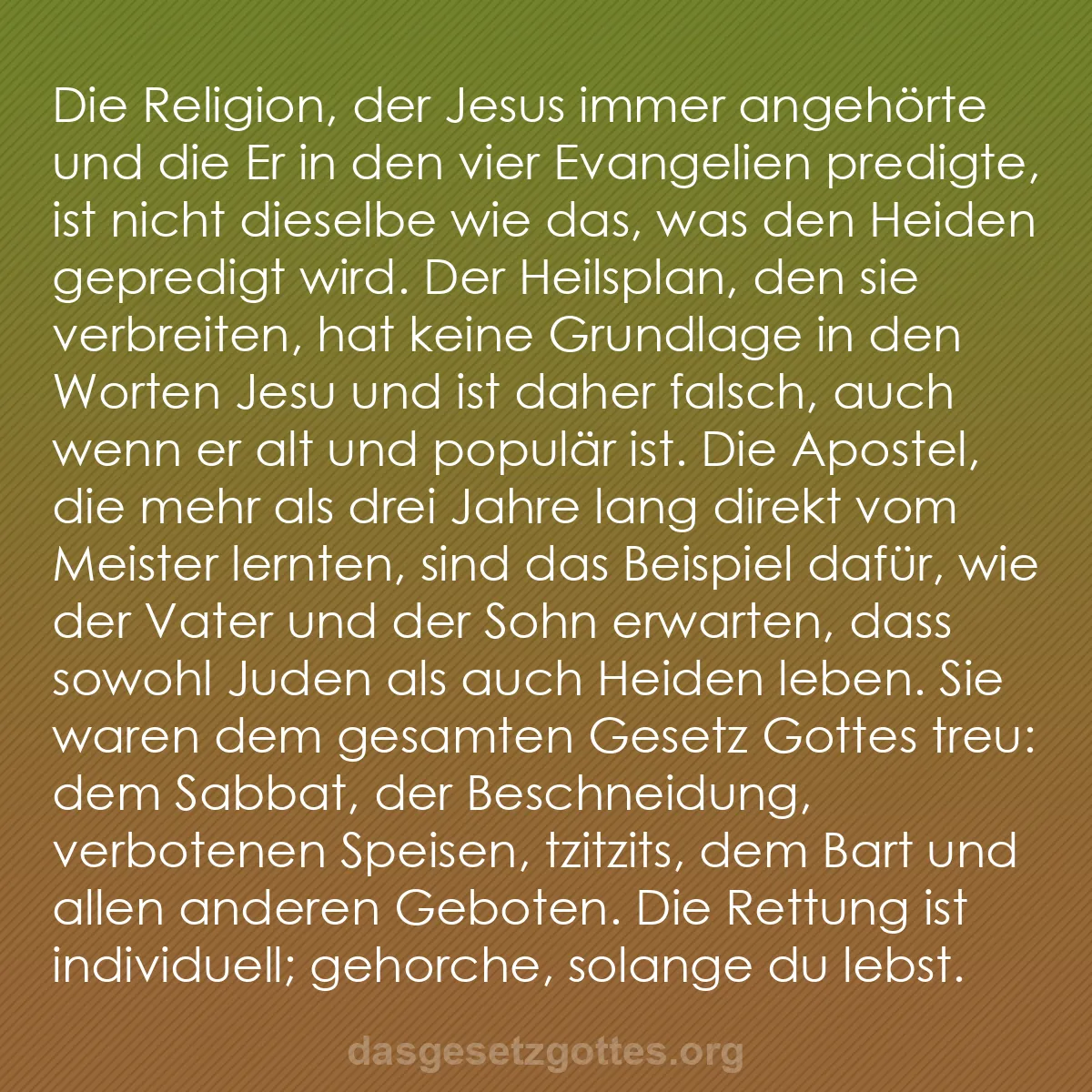 b0489 - Beitrag über das Gesetz Gottes: Die Religion, der Jesus immer angehörte und die Er in den vier...