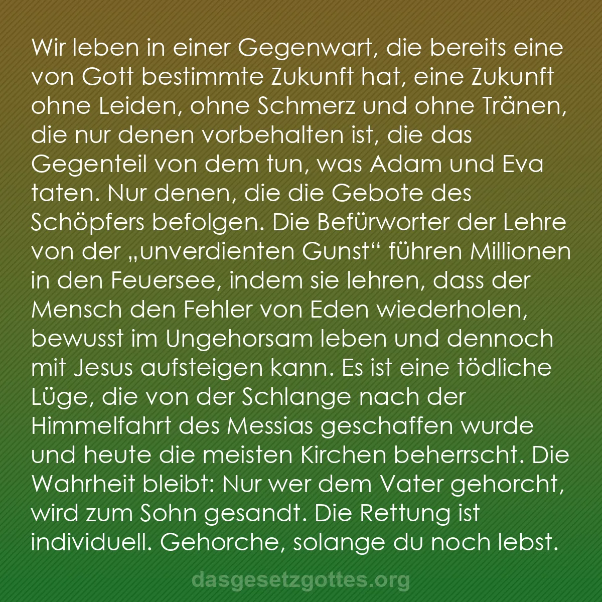 b0496 - Beitrag über das Gesetz Gottes: Wir leben in einer Gegenwart, die bereits eine von Gott bestimmte...