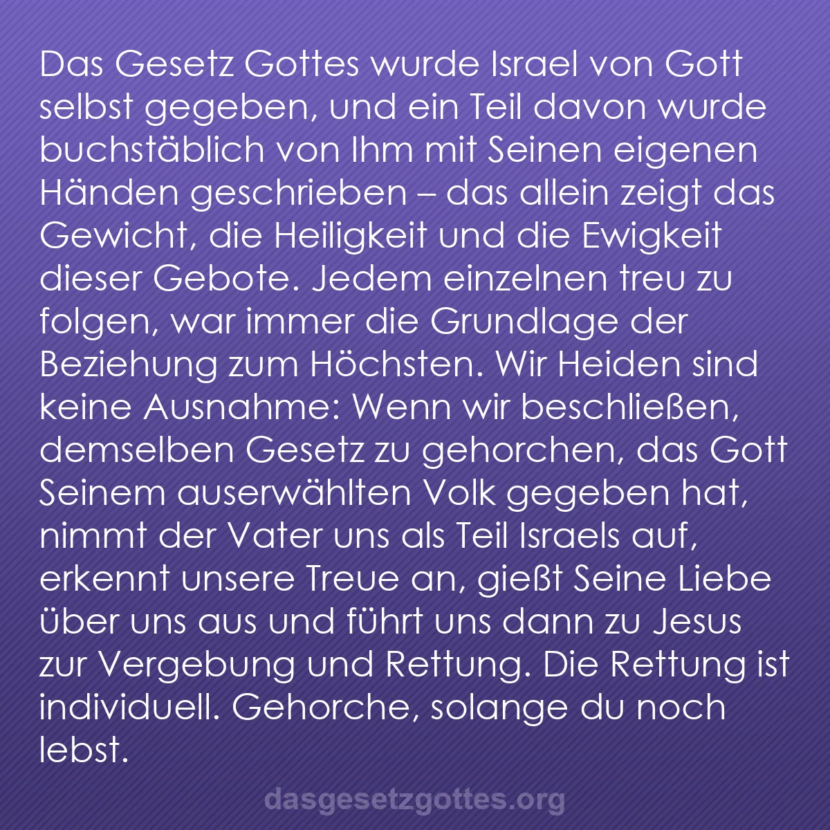 b0498 - Beitrag über das Gesetz Gottes: Das Gesetz Gottes wurde Israel von Gott selbst gegeben, und...