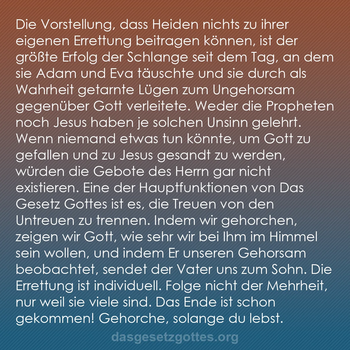 b0512 - Beitrag über das Gesetz Gottes: Die Vorstellung, dass Heiden nichts zu ihrer eigenen Errettung...