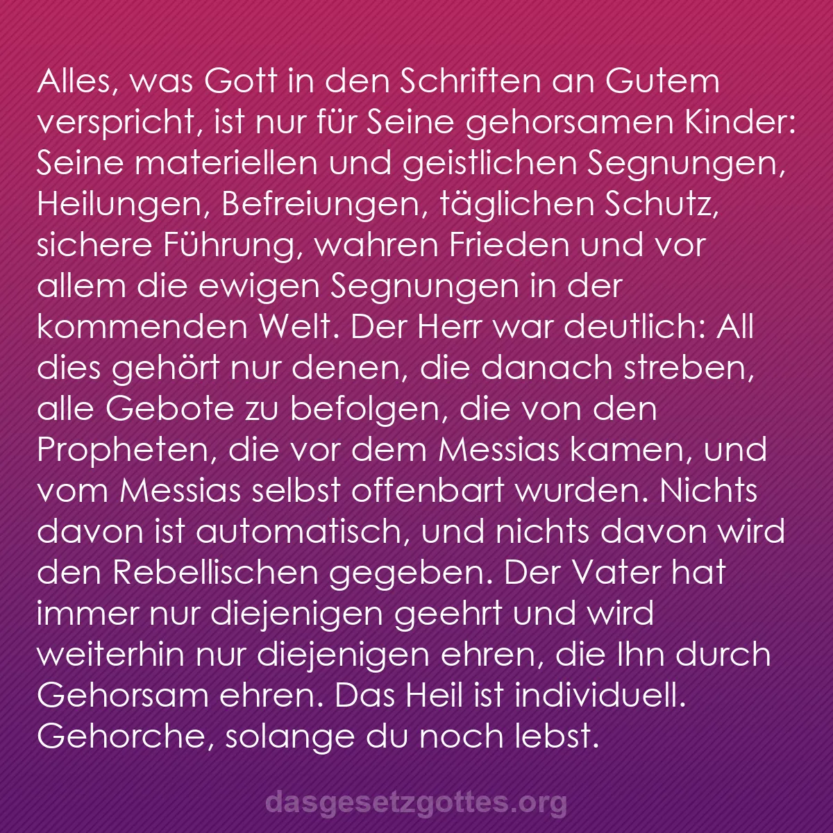 b0521 - Beitrag über das Gesetz Gottes: Alles, was Gott in den Schriften an Gutem verspricht, ist nur...