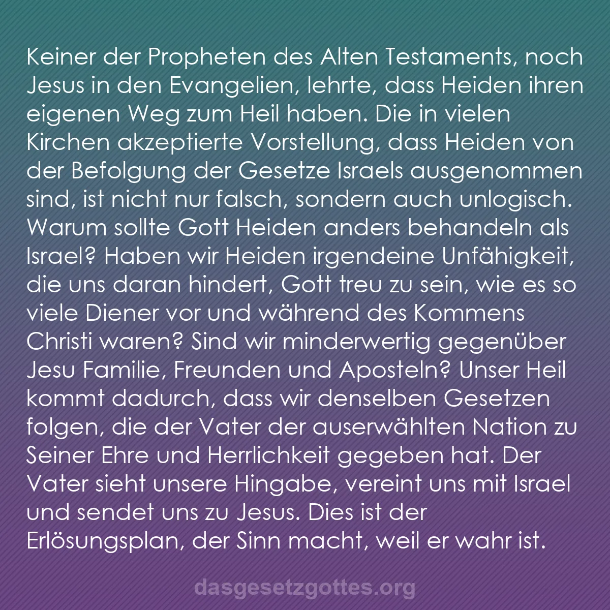 b0524 - Beitrag über das Gesetz Gottes: Keiner der Propheten des Alten Testaments, noch Jesus in den...