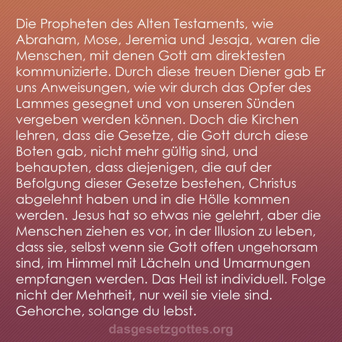 b0526 - Beitrag über das Gesetz Gottes: Die Propheten des Alten Testaments, wie Abraham, Mose, Jeremia...