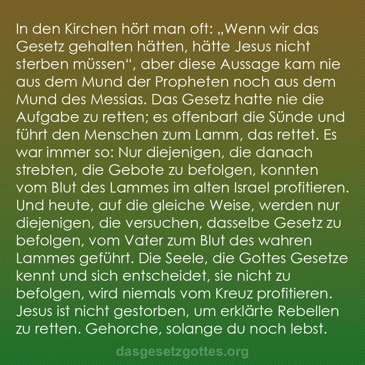 b0536 - Beitrag über das Gesetz Gottes: In den Kirchen hört man oft: „Wenn wir das Gesetz gehalten hätten,...