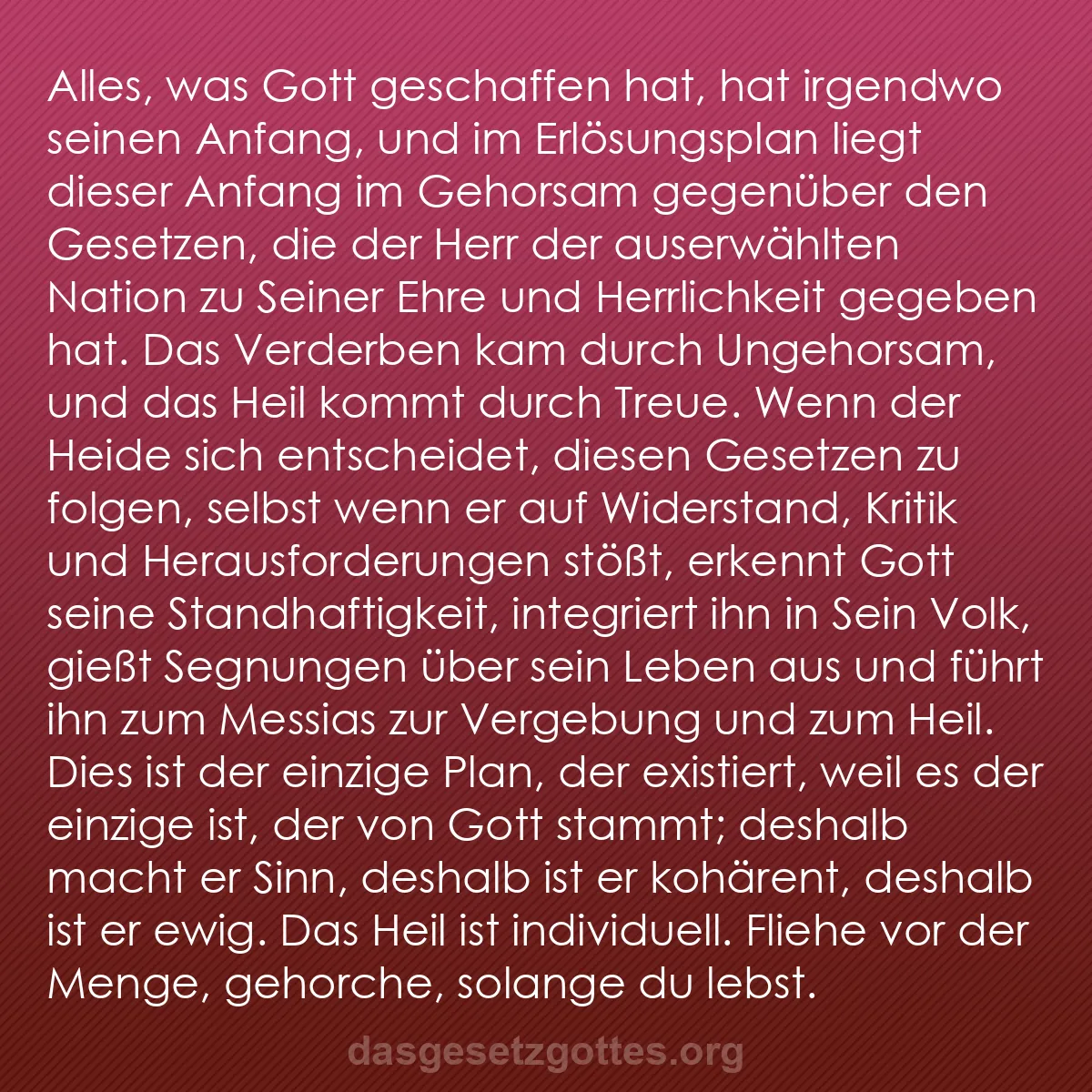 b0539 - Beitrag über das Gesetz Gottes: Alles, was Gott geschaffen hat, hat irgendwo seinen Anfang,...