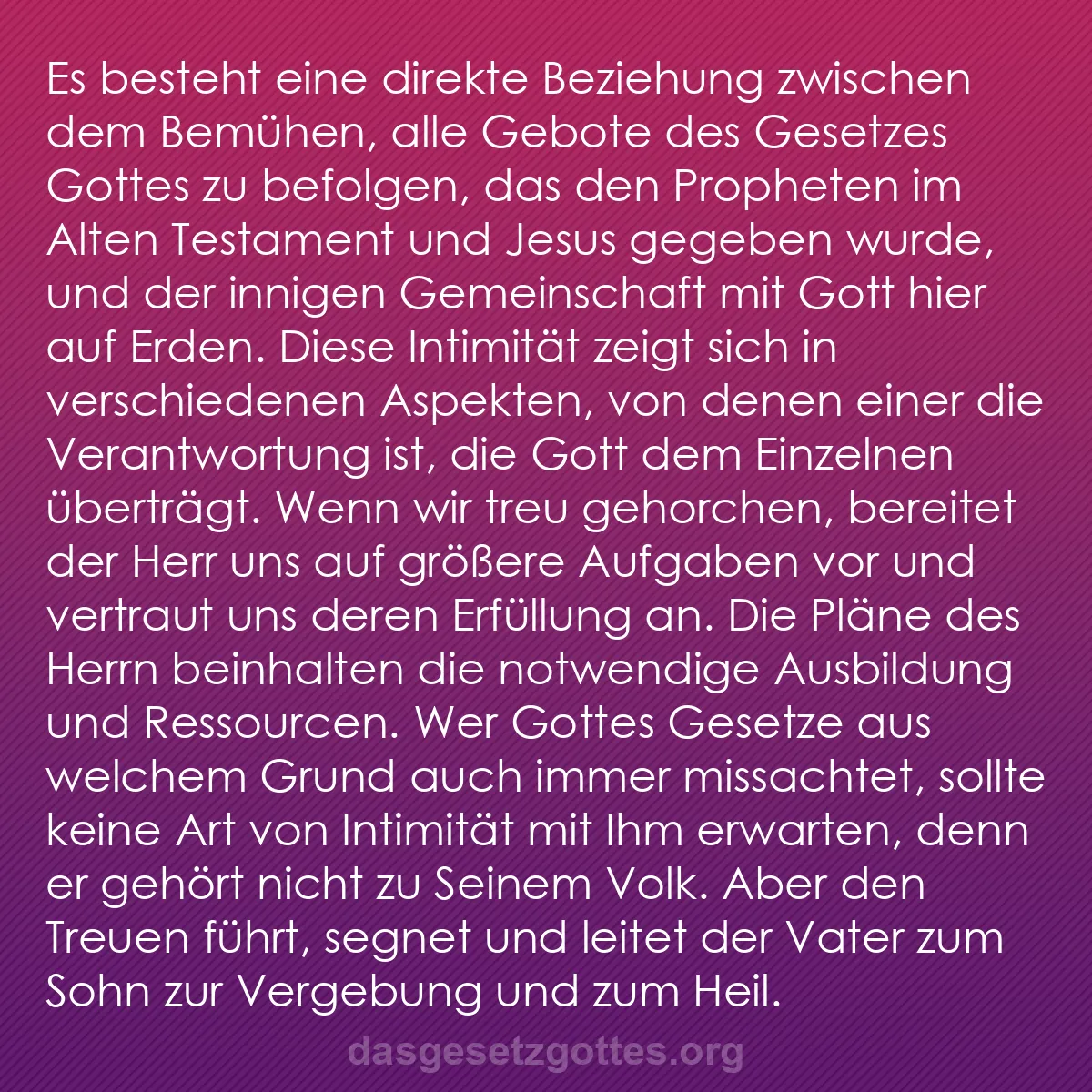 b0541 - Beitrag über das Gesetz Gottes: Es besteht eine direkte Beziehung zwischen dem Bemühen, alle...