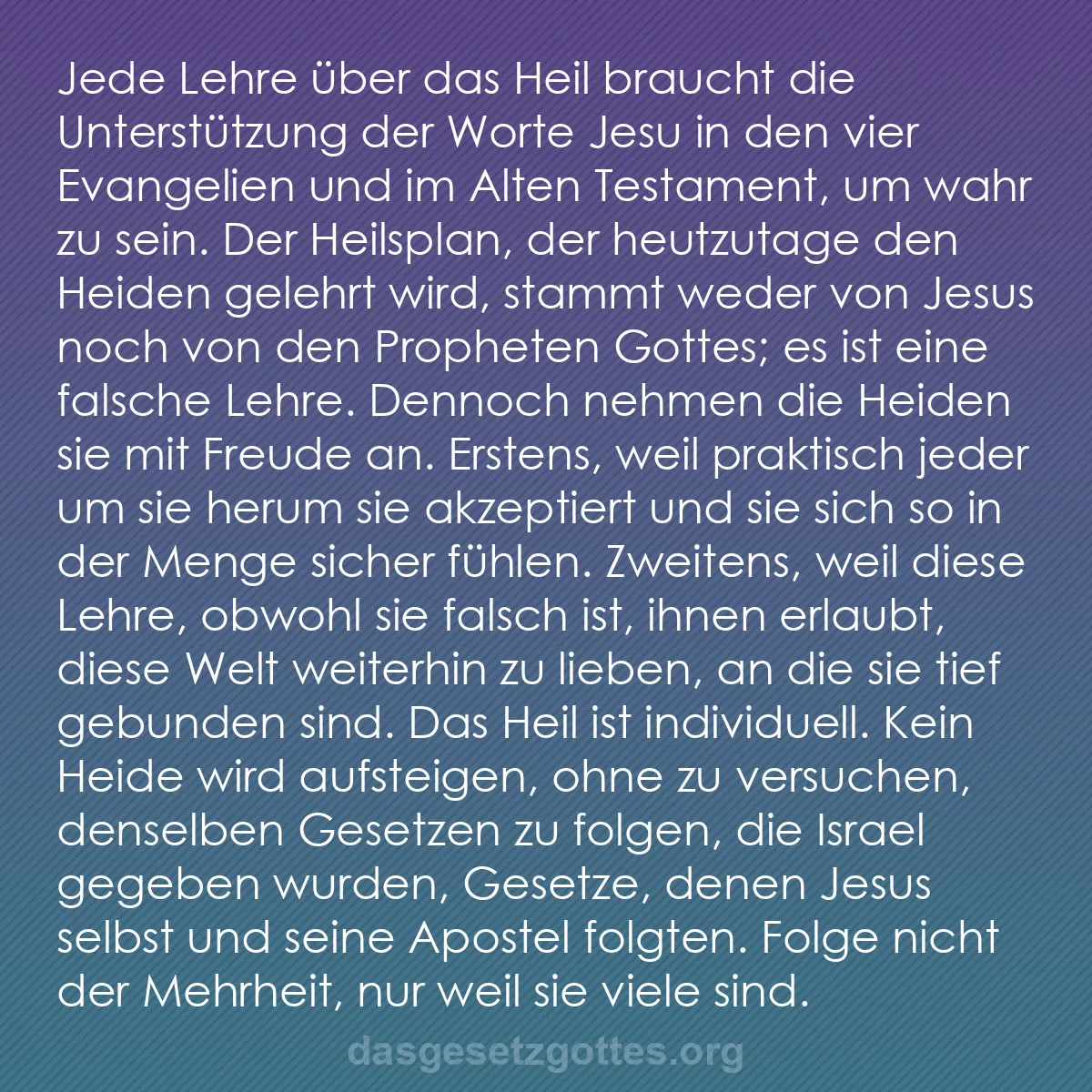 b0542 - Beitrag über das Gesetz Gottes: Jede Lehre über das Heil braucht die Unterstützung der Worte...