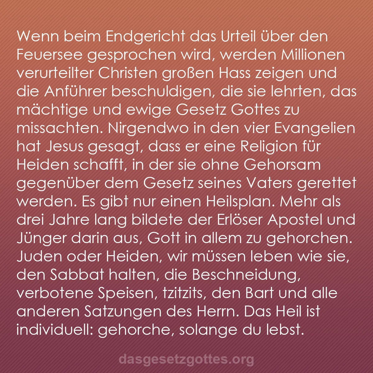 b0546 - Beitrag über das Gesetz Gottes: Wenn beim Endgericht das Urteil über den Feuersee gesprochen...