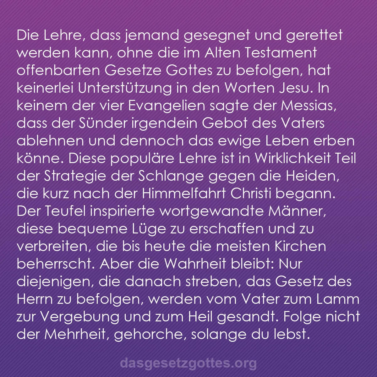 b0551 - Beitrag über das Gesetz Gottes: Die Lehre, dass jemand gesegnet und gerettet werden kann, ohne...