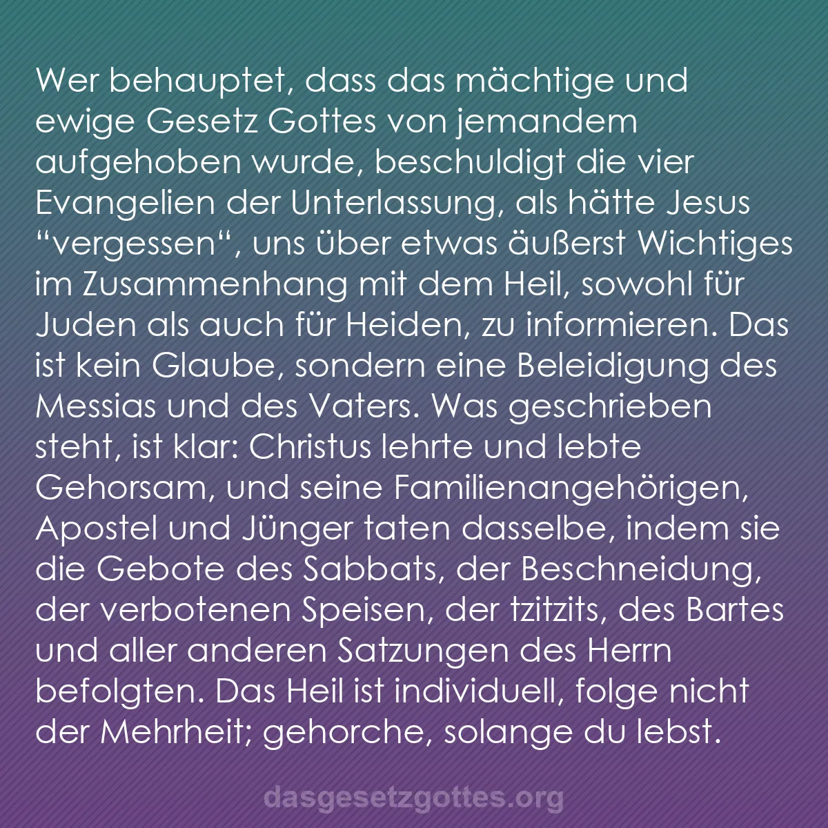 b0584 - Beitrag über das Gesetz Gottes: Wer behauptet, dass das mächtige und ewige Gesetz Gottes von...
