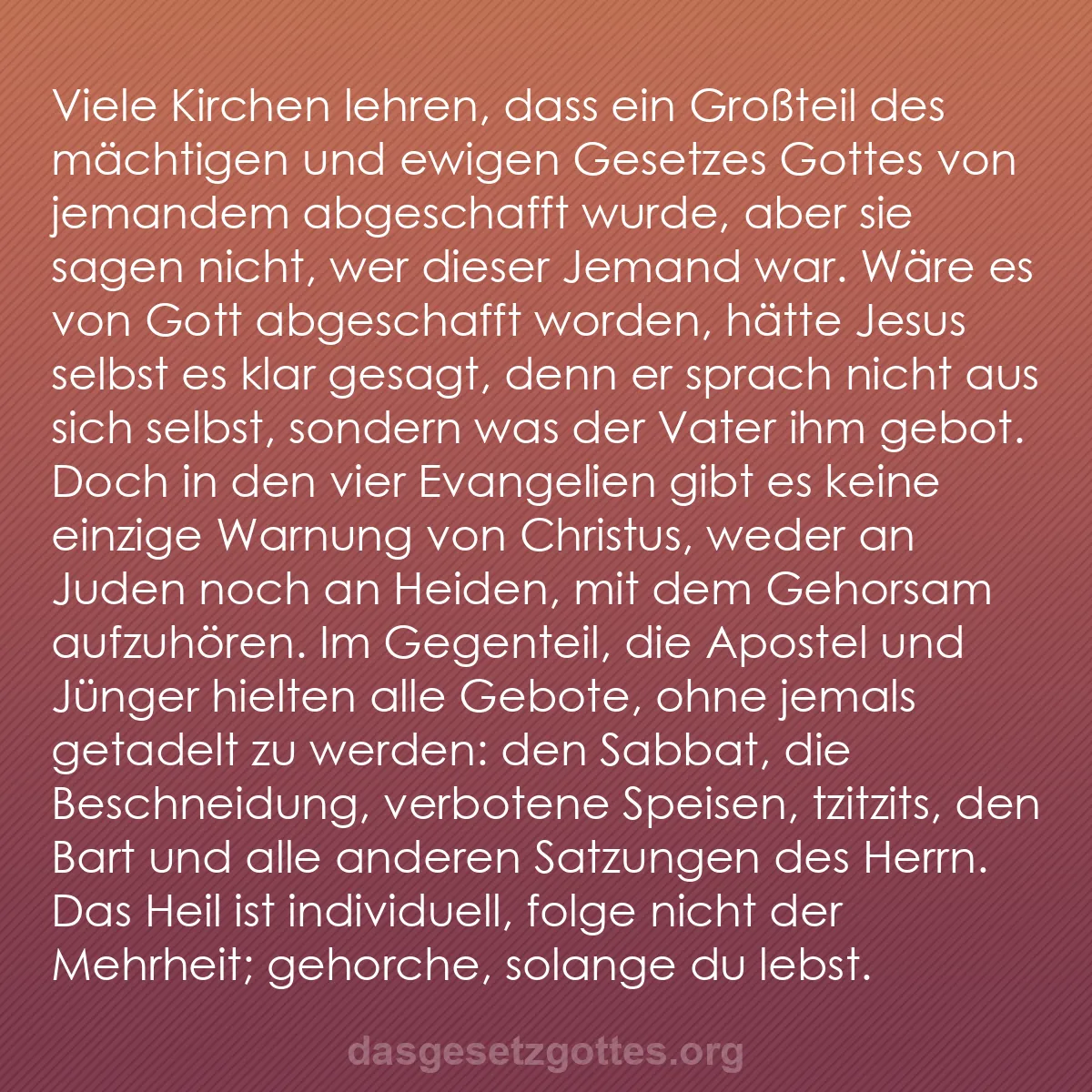 b0586 - Beitrag über das Gesetz Gottes: Viele Kirchen lehren, dass ein Großteil des mächtigen und ewigen...