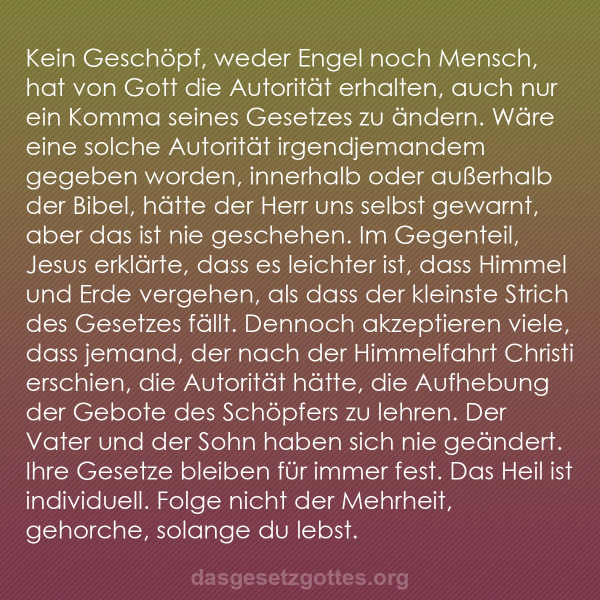 b0588 - Beitrag über das Gesetz Gottes: Kein Geschöpf, weder Engel noch Mensch, hat von Gott die Autorität...