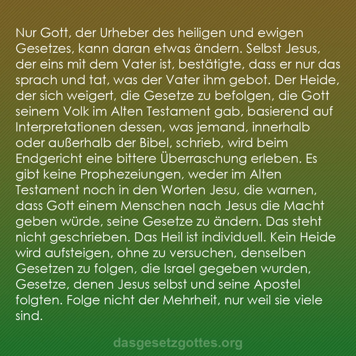 b0596 - Beitrag über das Gesetz Gottes: Nur Gott, der Urheber des heiligen und ewigen Gesetzes, kann...