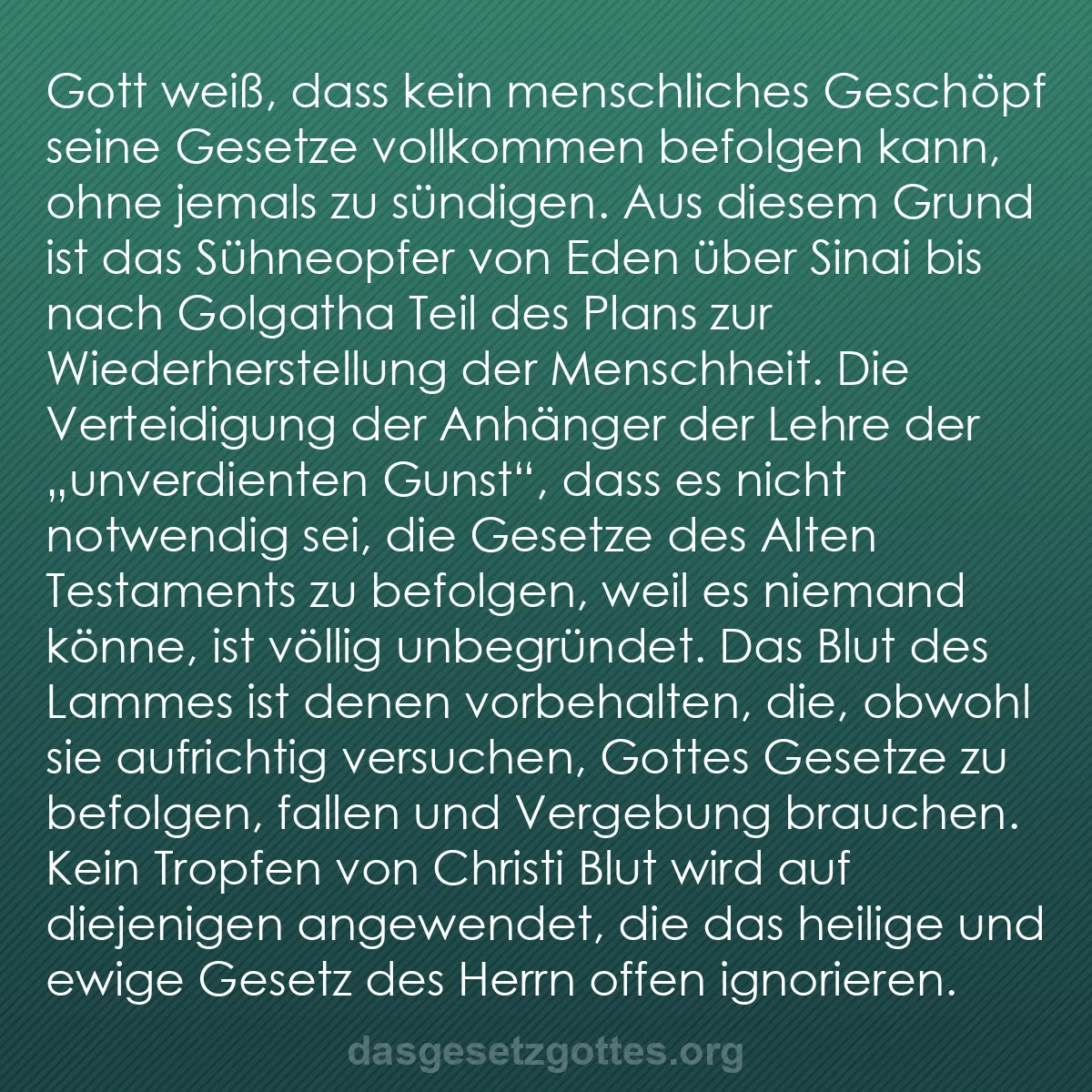 b0600 - Beitrag über das Gesetz Gottes: Gott weiß, dass kein menschliches Geschöpf seine Gesetze vollkommen...